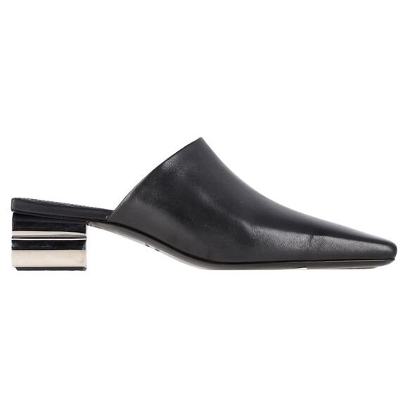 Balenciaga Typo Chrome Heel Mules in Black Leather - Picture 1 of 12
